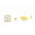 Women's Ear tops studs Earrings yellow Gold Plated white Zircon Stones curve